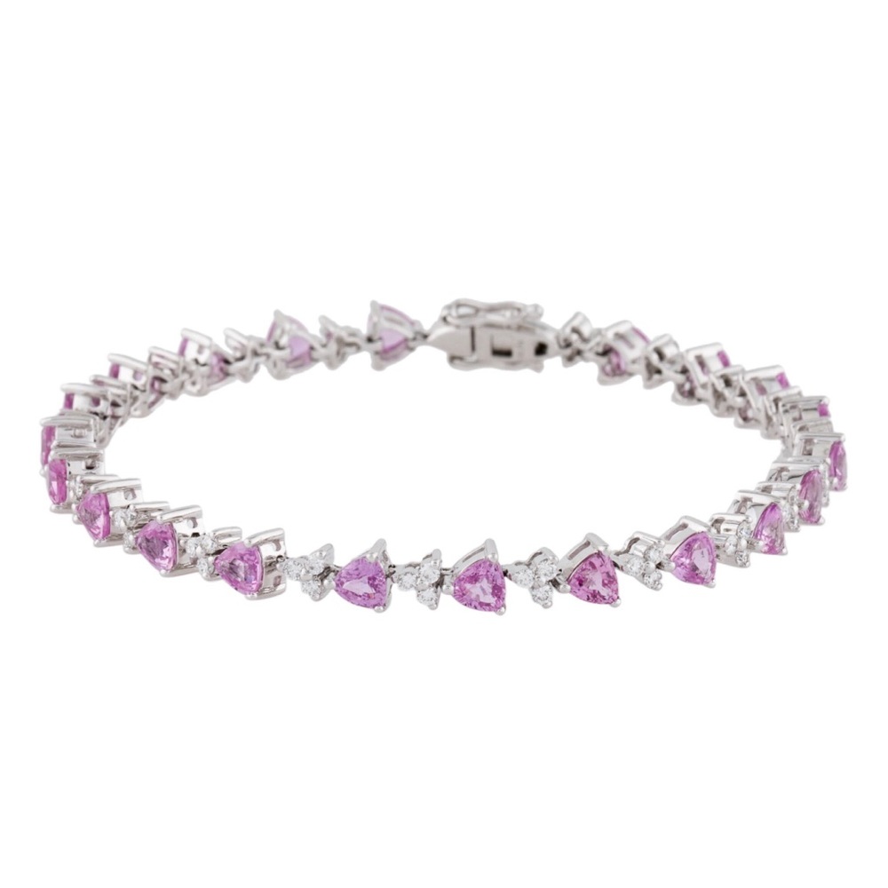 Natural not lab created Diamond & pink Sapphire tennis bracelet